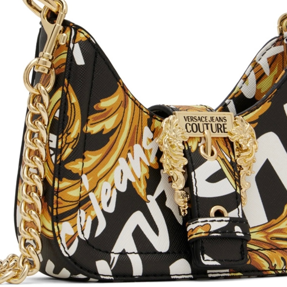 Versace Jeans Couture 
Black Logo Brush Mini Couture Bag
